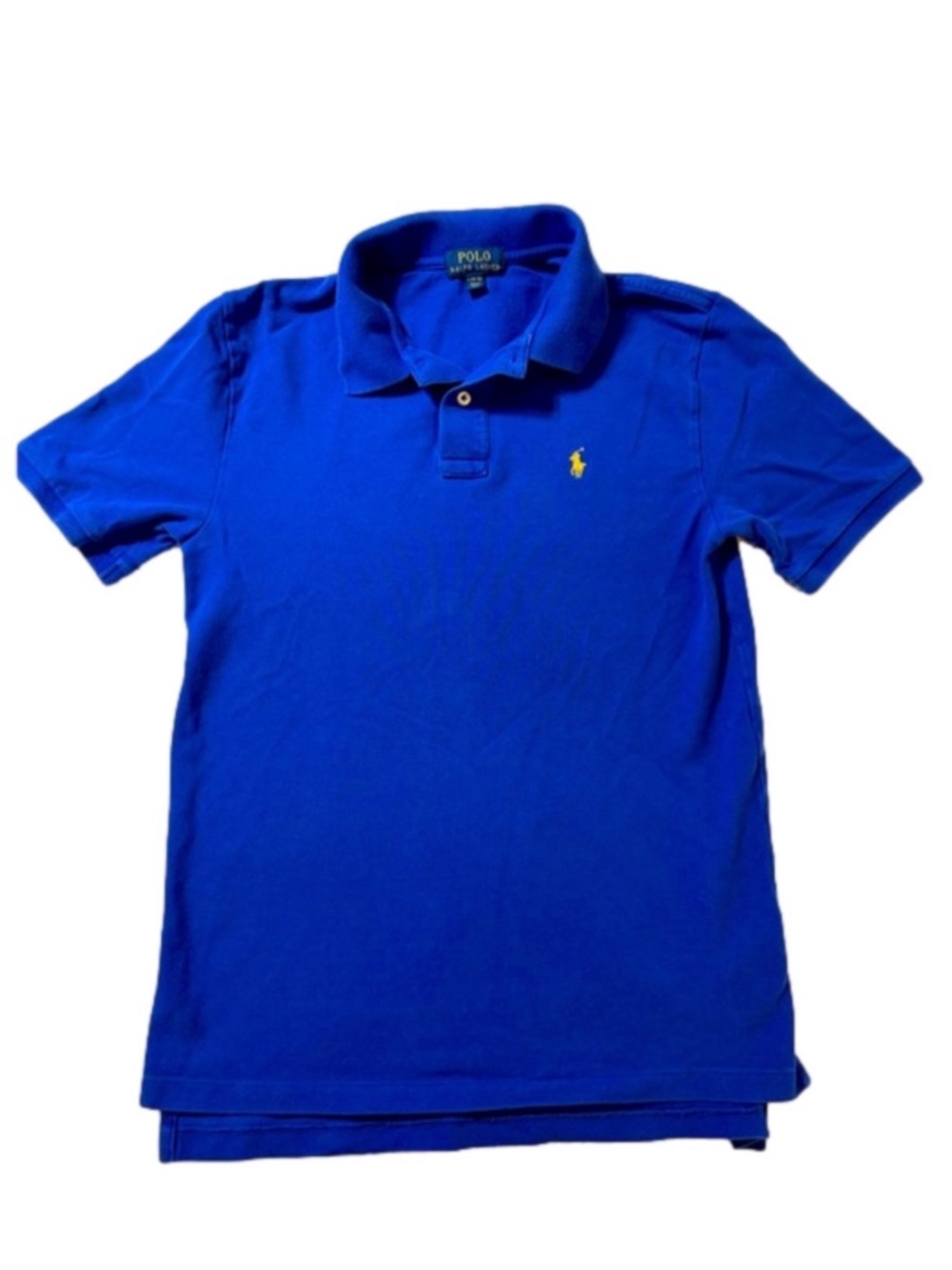 Polo Ralph Lauren Royal Blue Yellow Embroidered Stitched Horse Youth Golf Shirt